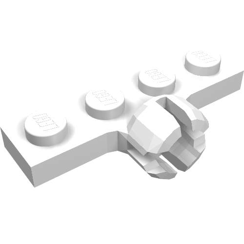 Plate Special 1 × 4 with Towball Socket, Short, 4 Slots Weiß