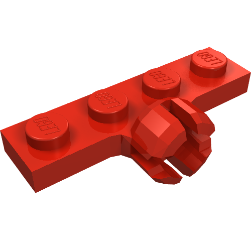 Plate Special 1 × 4 with Towball Socket, Short, 4 Slots Red