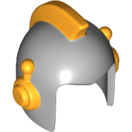 Helmet Space Retro with Open Front and Bright Light Orange Earpieces and Crest Pattern Light Bluish Gray