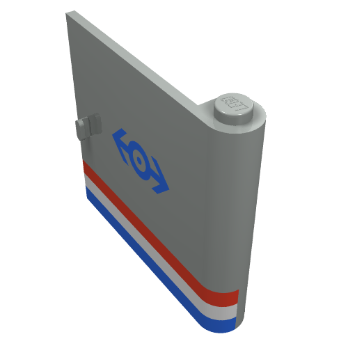 Door 1 × 5 × 4 Right with Red/White/Blue Stripe & Blue Train Logo Print Light Gray