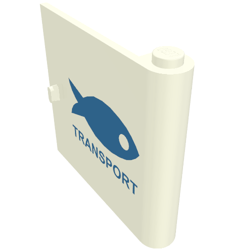 Door 1 × 5 × 4 Right with Blue Fish & TRANSPORT Print White