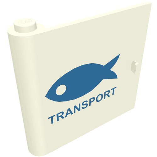 Tür 1 × 5 × 4 links mit blau Fisch & TRANSPORT Druck [375-3] Weiß