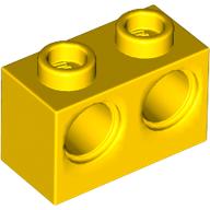 Technic Stein 1 × 2 [2 Pinlöcher] Gelb