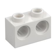Technic Brick 1 × 2 [2 Pin Holes] White