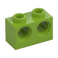 Technic Brick 1 × 2 [2 Pin Holes] Lime