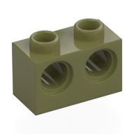 Technic Stein 1 × 2 [2 Pinlöcher] Olivgrün