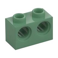 Technic Stein 1 × 2 [2 Pinlöcher] Sandgrün