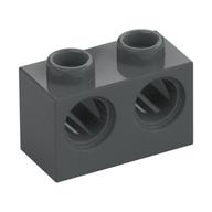 Technic Brick 1 × 2 [2 Pin Holes] Dark Bluish Gray
