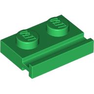Plate Special 1 × 2 with Door Rail Green