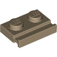 Plate Special 1 × 2 with Door Rail Dark Tan