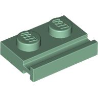 Plate Special 1 × 2 with Door Rail Sand Green