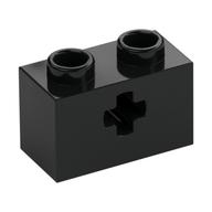 Technic Brick 1 × 2 with Axle Hole Type 1 [+ Opening] and Bottom Pin Schwarz