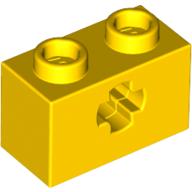 Technic Brick 1 × 2 with Axle Hole Type 1 [+ Opening] and Bottom Pin Yellow