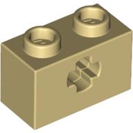 Technic Brick 1 × 2 with Axle Hole Type 1 [+ Opening] and Bottom Pin Beige