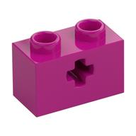 Technic Brick 1 × 2 with Axle Hole Type 1 [+ Opening] and Bottom Pin Magenta