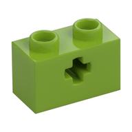 Technic Brick 1 × 2 with Axle Hole Type 1 [+ Opening] and Bottom Pin Limette