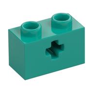 Technic Brick 1 × 2 with Axle Hole Type 1 [+ Opening] and Bottom Pin Dunkeltürkis