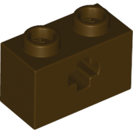 Technic Brick 1 × 2 with Axle Hole Type 1 [+ Opening] and Bottom Pin Dark Brown
