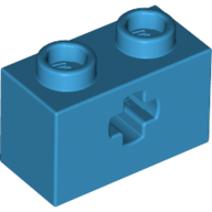 Technic Brick 1 × 2 with Axle Hole Type 1 [+ Opening] and Bottom Pin Dark Azure