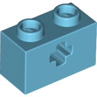 Technic Brick 1 × 2 with Axle Hole Type 1 [+ Opening] and Bottom Pin Medium Azure