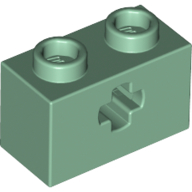 Technic Brick 1 × 2 with Axle Hole Type 1 [+ Opening] and Bottom Pin Sand Green