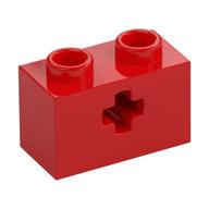 Technic Brick 1 × 2 with Axle Hole Type 1 [+ Opening] and Bottom Pin Red