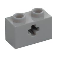 Technic Brick 1 × 2 with Axle Hole Type 1 [+ Opening] and Bottom Pin Light Bluish Gray