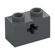 Technic Brick 1 × 2 with Axle Hole Type 1 [+ Opening] and Bottom Pin Dark Bluish Gray