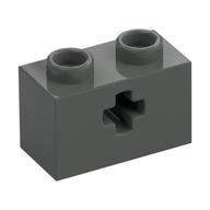 Technic Brick 1 × 2 with Axle Hole Type 1 [+ Opening] and Bottom Pin Dunkelgrau