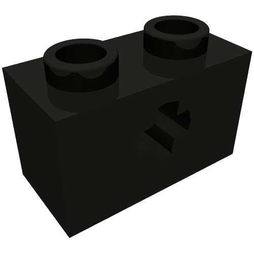 Technic Brick 1 × 2 with Axle Hole Type 2 [X Opening] Schwarz