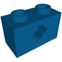Technic Brick 1 × 2 with Axle Hole Type 2 [X Opening] Blau