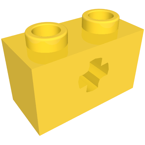 Technic Brick 1 × 2 with Axle Hole Type 2 [X Opening] Gelb