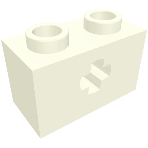 Technic Brick 1 × 2 with Axle Hole Type 2 [X Opening] White