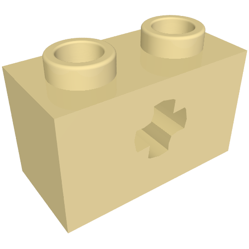 Technic Brick 1 × 2 with Axle Hole Type 2 [X Opening] Beige