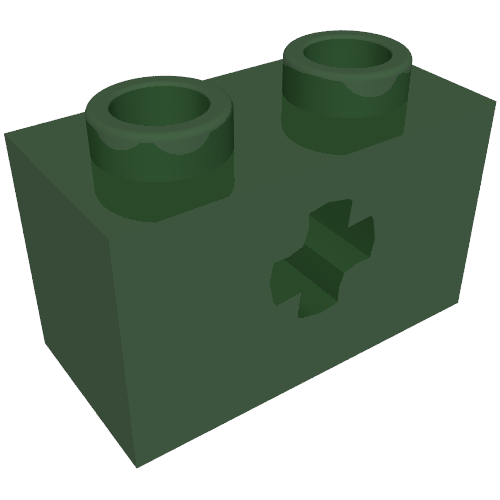 Technic Brick 1 × 2 with Axle Hole Type 2 [X Opening] Dark Green