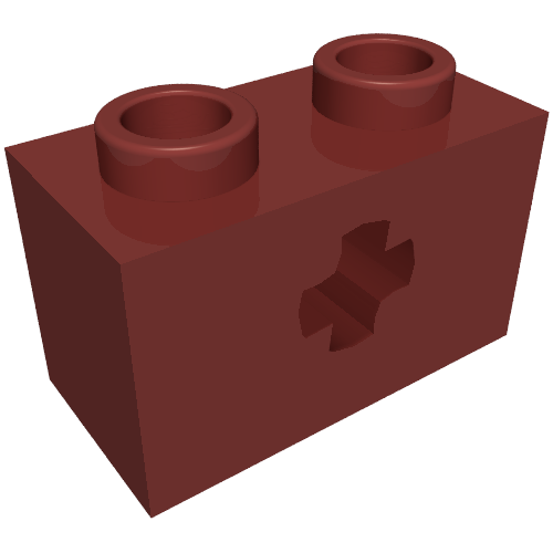 Technic Brick 1 × 2 with Axle Hole Type 2 [X Opening] Dunkelrot