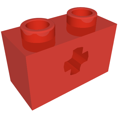 Technic Brick 1 × 2 with Axle Hole Type 2 [X Opening] Rot