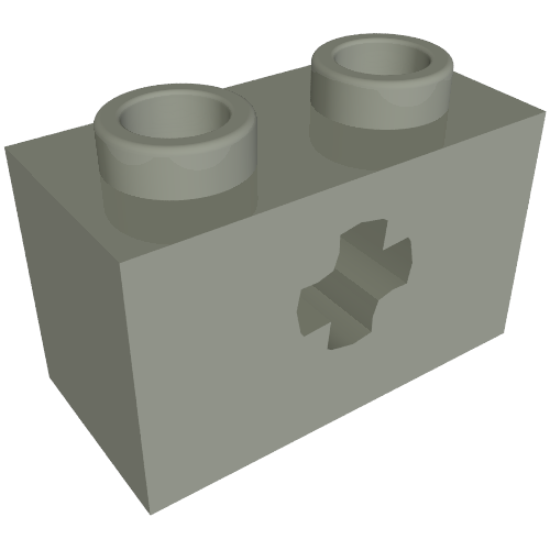 Technic Brick 1 × 2 with Axle Hole Type 2 [X Opening] Light Gray