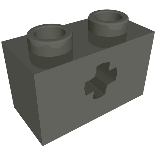 Technic Brick 1 × 2 with Axle Hole Type 2 [X Opening] Dark Gray