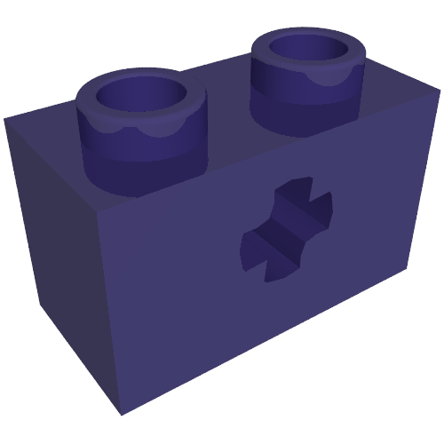 Technic Brick 1 × 2 with Axle Hole Type 2 [X Opening] Dunkellila