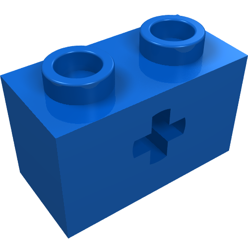 Technic Brick 1 × 2 with Axle Hole Type 1 [+ Opening] and Bottom Ridges Blue