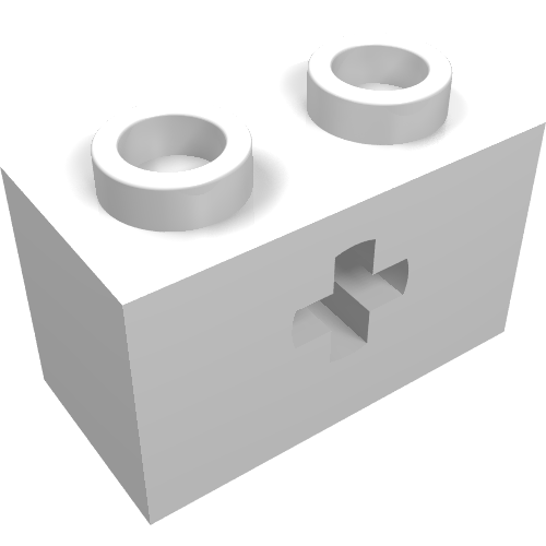 Technic Brick 1 × 2 with Axle Hole Type 1 [+ Opening] and Bottom Ridges Weiß