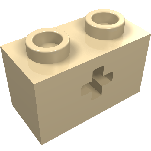 Technic Brick 1 × 2 with Axle Hole Type 1 [+ Opening] and Bottom Ridges Tan