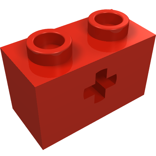 Technic Brick 1 × 2 with Axle Hole Type 1 [+ Opening] and Bottom Ridges Rot