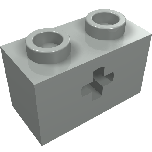 Technic Brick 1 × 2 with Axle Hole Type 1 [+ Opening] and Bottom Ridges Hellgrau