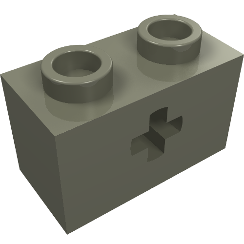 Technic Brick 1 × 2 with Axle Hole Type 1 [+ Opening] and Bottom Ridges Dunkelgrau