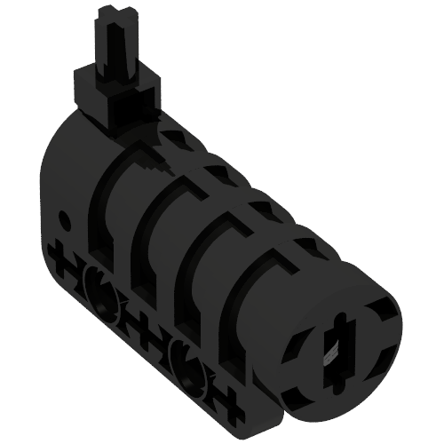 Launcher, Technic Competition Cannon, Round Bottom with Same Color Ends Black