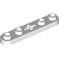 Technic Plate 1 × 5 with Smooth Ends, 4 Studs and Centre Axle Hole White