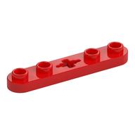 Technic Plate 1 × 5 with Smooth Ends, 4 Studs and Centre Axle Hole Red