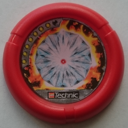 Large Figure Throwing Disk, Torch / Fire, 7 Pips, Diamond in Fiery Rock Print Red